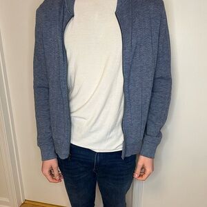 Express Men's Zip Up Sweater in Blue